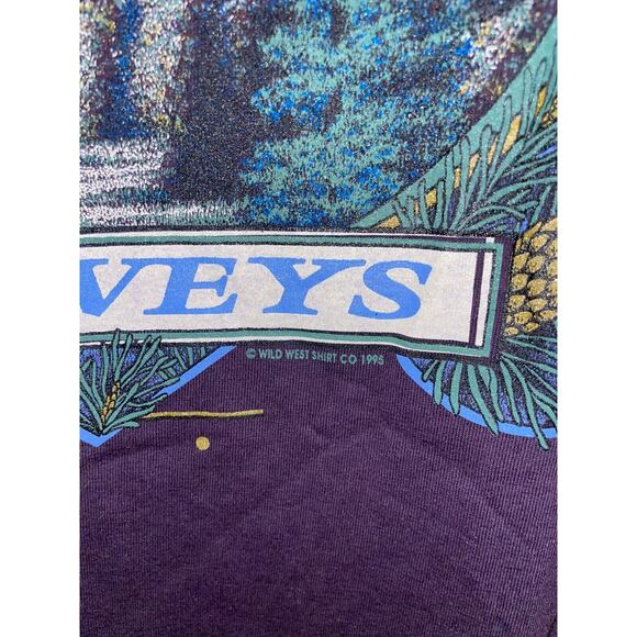 Vintage Lake Tahoe Shirt Harveys Tee Jerzees USA Purple 90s Graphic Large - Picture 12 of 12